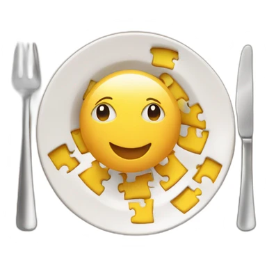 cute plate in puzzle pieces sticker