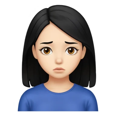 a girl with silk black hair having fomo sticker