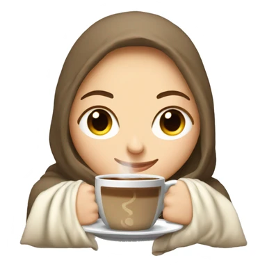 White girl inside a blanket sipping coffee eyes closed sticker
