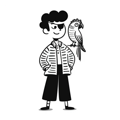 pirate with eye patch and parrot sticker