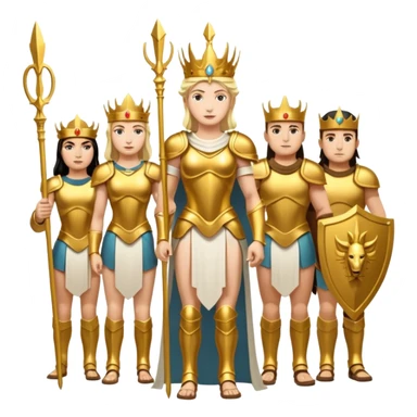 group of white trojans being led by a woman queen sticker