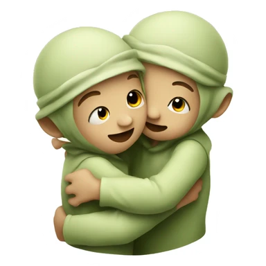 2 baby yodas hugging eachother sticker