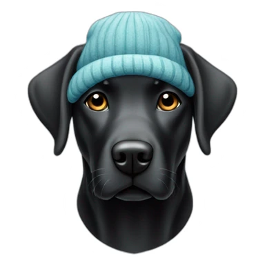 Black Labrador retriever wearing a winter hat sticker