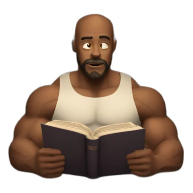 man with muscle reading the Bible sticker