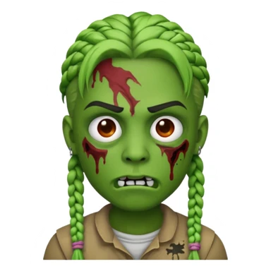 can you make an zombie emoji with braids and a eyebrow piercing on his right eyebrow and a diagonal eyebrow piercing on his left eyebrow sticker