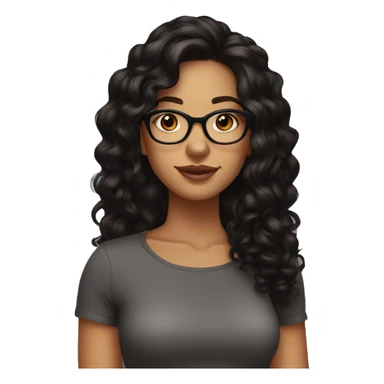 girl, big nose, long curly black hair, earrings, dark brown eyes, tan skin, freckles, glasses, glamour sticker