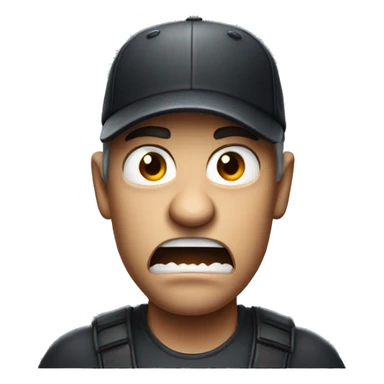 angry toothless man with a red baseball hat sticker