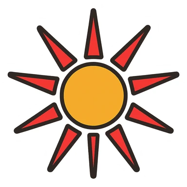 Macedonian sun, minimal geometric design, simple gold lines, elegant and modern sticker