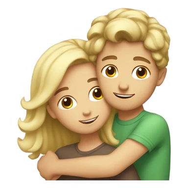Boy with brown hair hugging a girl with blonde hair  sticker