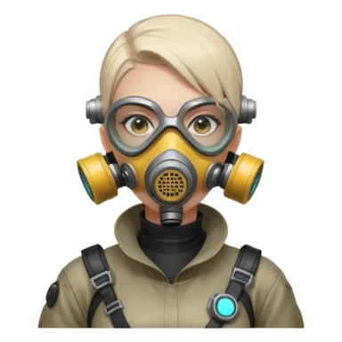 cyberpunk gasmask girl programmer buzzcut  sticker