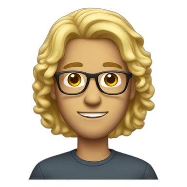 guy with curled mid long hair blonde and glasses sticker
