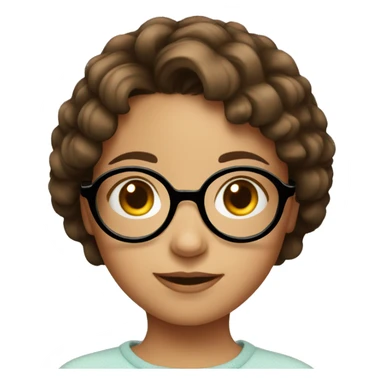 young girl with round glasses, short brown hair sticker