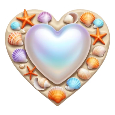 heart with summer seashells sticker