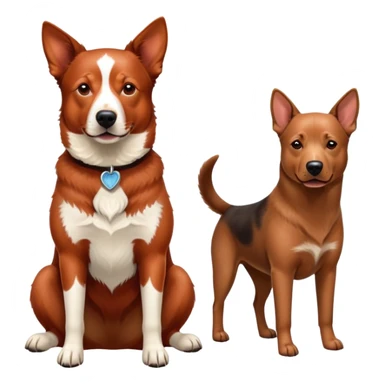 Adult Red heeler next to adult dark Labrador retriever  sticker