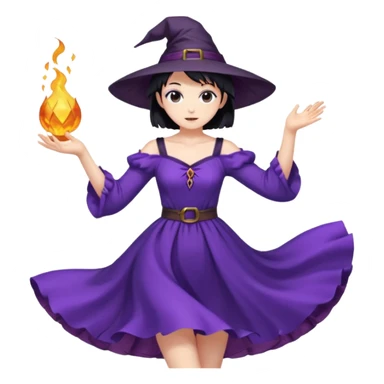 crie uma bruxinha de anime dançando sticker