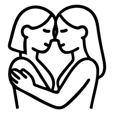 two women sharing intimacy, minimal icon style, simple lines, focus on closeness and affection, no explicit content sticker