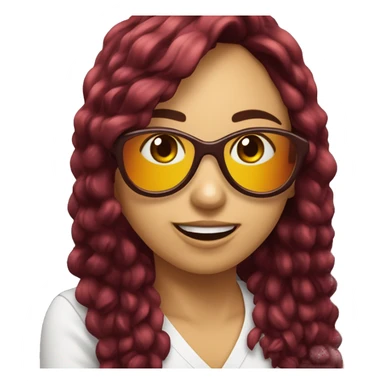 chica pelo castaño y con gafas granate diciendo hola sticker