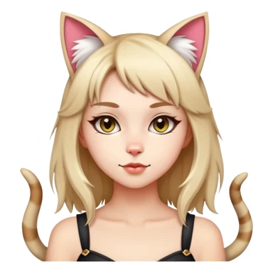 stylish cat girl with cat ears and tail sticker