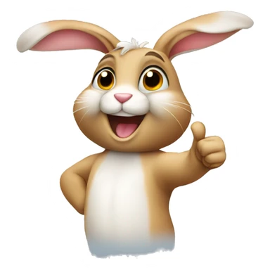 Cute rabbit showing thumps up sticker