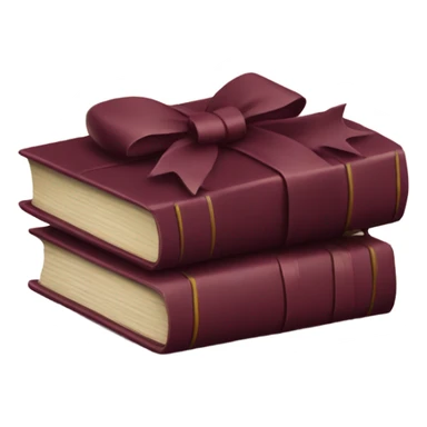 burgundy books stacked up and tied together by a burgundy bow sticker