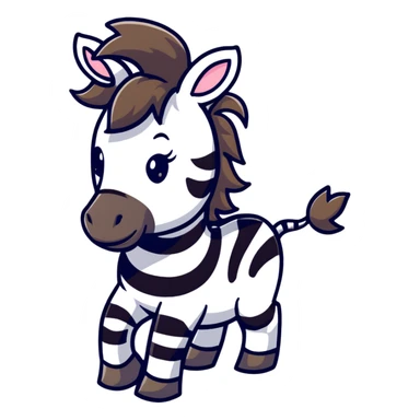 cartoon zebra head with mane sticker