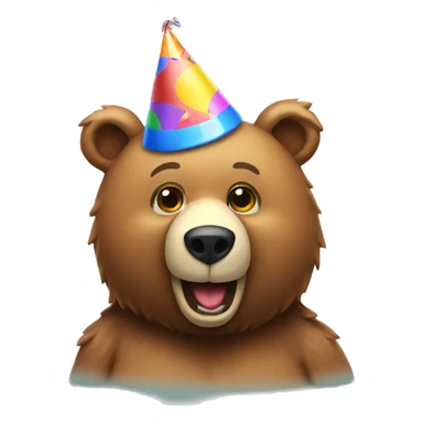 Bear with a party hat sticker