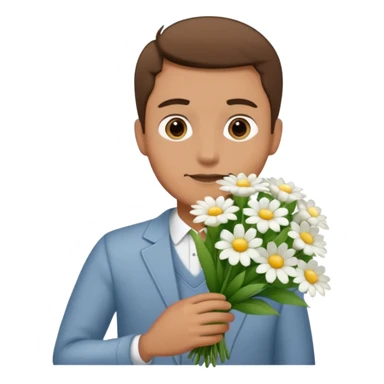 Homme avec bouquet fleurs blanches sticker
