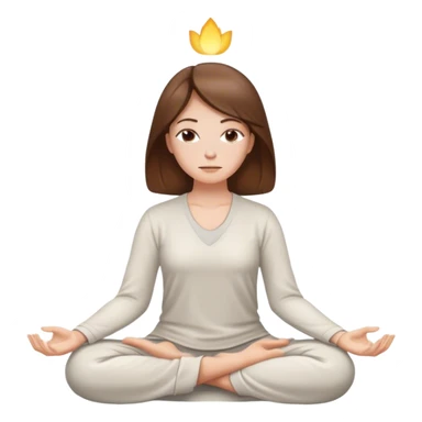 meditate white woman brown hair sticker