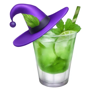 Mojito with purple witch hat sticker