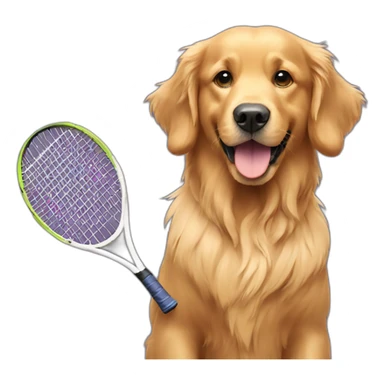 Golden retriever plays tennis sticker