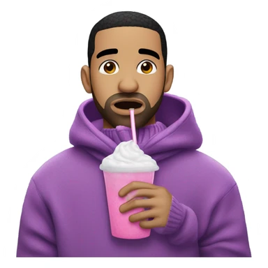 drake wearing a purple sweater crying over a pink slushie sticker