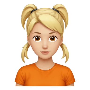 blond woman with ponytail and orange shirt sticker