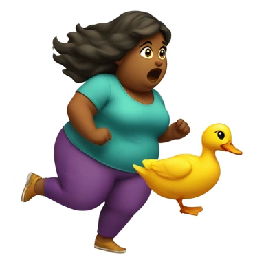 Fat Girl chases duck  sticker