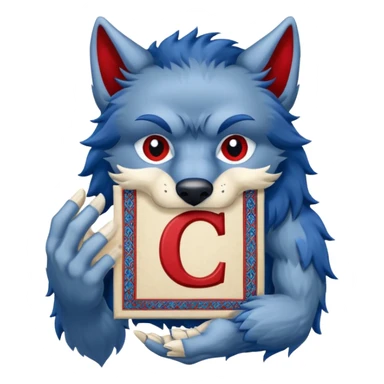 a werewolf hand holding the letter c make the c made out of persian carpet texture sticker