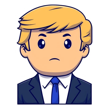 Donald Trump with blonde hair and blue tie sticker