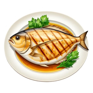 Plate of grilled yellowtail collar sticker