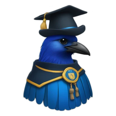 Blue Crow with alumni hat and mantle а sticker