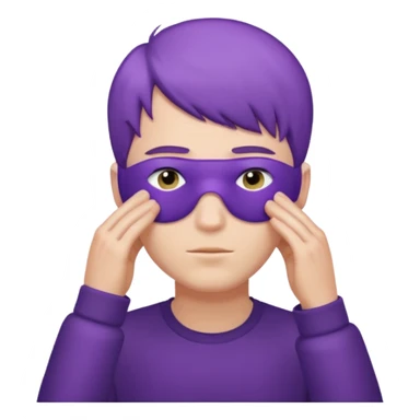 men with purple short hair, hair cover eyes sticker