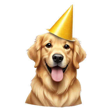 golden retriever wearing party hat sticker