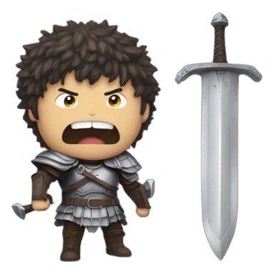 angry berserk guts with large claymore without guard sticker