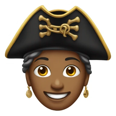 smiling woman with earrings wearing pirate hat sticker
