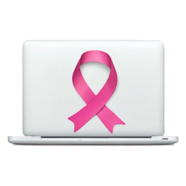 White laptop with pink ribbon sticker
