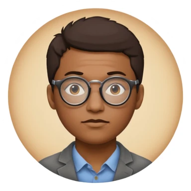 une personne de face avec des detail et des accessoirs/lunettes dans un rond  sticker