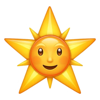 sun as a five-pointed star shape, yellow and orange sticker