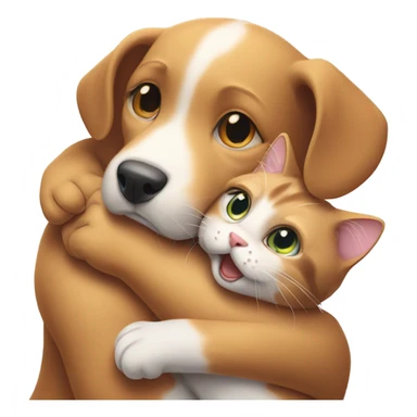 a dog hugs the cat sticker