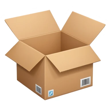 Generate a realistic emoji-style icon of the an open package which is empty and air is coming out of it. sticker