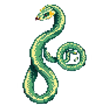 Retro gaming style Python logo with an 8-bit snake and Python text sticker