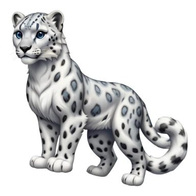 cinematic-snow-leopard-realistic-full-body-standing-emoji,-muscular-yet-graceful-body-balanced-on-rocky-cliffs,-long-fluffy-tail-swirling-behind,-head-tilted-dramatically,-thick-ghostly-white-fur-speckled-with-black-rosettes,-piercing-icy-blue-eyes,-simplified-yet-realistic-focused-features,-highly-detailed,-glowing-with-an-almost-sarcastic-glow sticker
