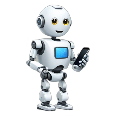 A robot holding a smartphone, showcasing the integration of technology into everyday life  sticker
