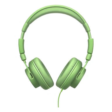 very minimalist green headphones with a single thin cord coming down sticker